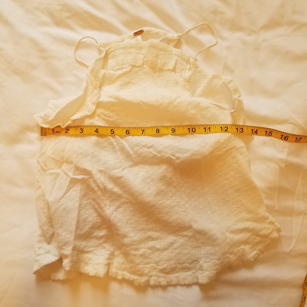 Free People High Neck White Cotton Tank Top